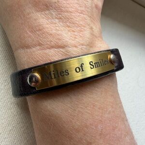 Leather Bracelet with Brass Plate - Miles of Smiles